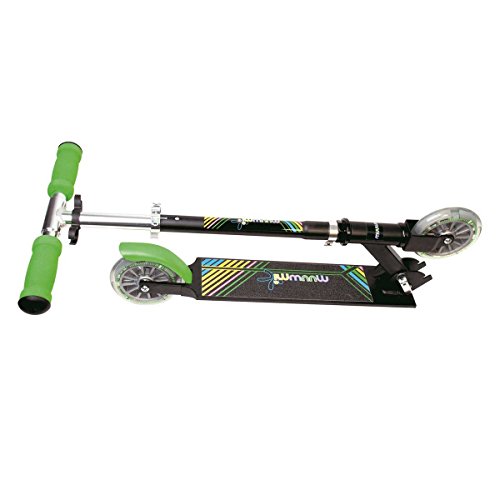 Authentic Sports & Toys GmbH – Scooter de Aluminio muuwmi Neon 125 mm, con Luces en Las Ruedas, Color Negro/Verde