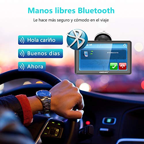 AWESAFE GPS para Coche de 7 Pulgadas Pantalla con Bluetooth