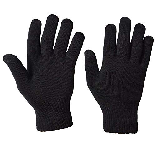 AXELENS Guantes Táctiles Invernales Calientes Cómodos Unisex Interno de Suave Felpa - para Smartphones, Teléfonos Móviles y Tablets - Universales Hombre Mujer - Confección Regalo Incluida - Negro