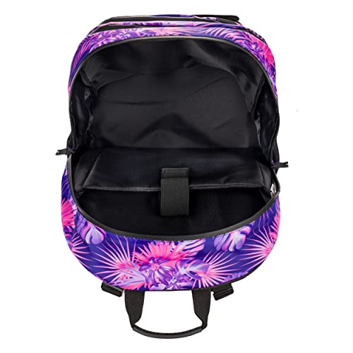 Baagl Mochila escolar para niños, niñas, adolescentes, monopatín, mochila infantil con compartimento para portátil y correa en el pecho para la escuela, Skate Violet,