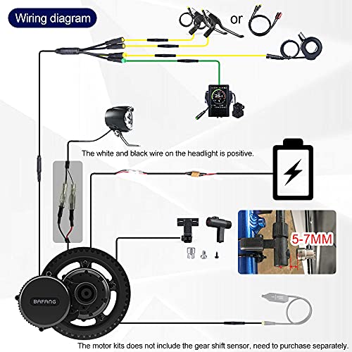 Bafang 250W 48V BBS01B Kit Mid Drive Juego de Conversión de Bicicleta Eléctrica Kit de Motor Central Bicicleta de Montaña, Batería Opcional 10/11,6/13/17,5/18Ah, Batería Trasera de Rack 15/17,5Ah