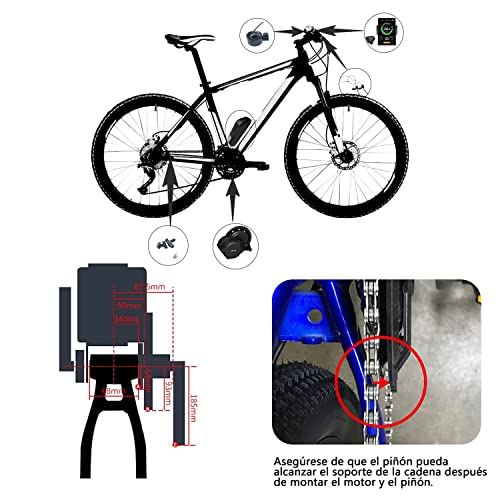 Bafang 36V 250/350 / 500W Bicicleta Eléctrica Motor Central BBS01B Kit de Conversión Motor Central con Batería de 36V 13/15.6/17.4/19.2 / 24Ah (Opcional) 36V250W-46T-C18-36V-24Ah