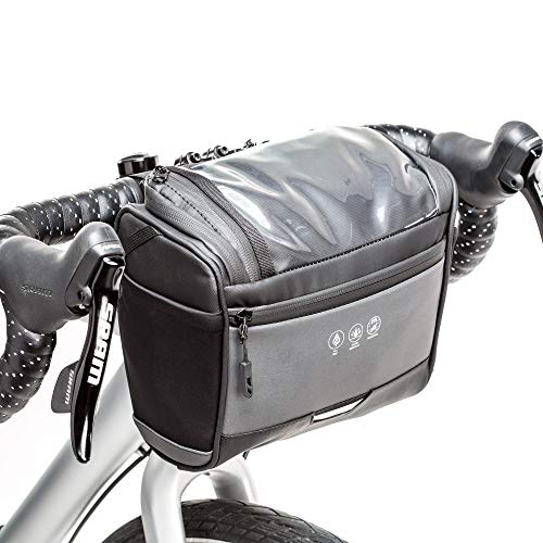 BAIGIO Bolsa Manillar Bicicleta Multifuncional Portátil Bolsa para Manillar de MTB Bicicleta Eléctrico Bicicleta Bolsa Delantera Bici Montaña con Pantalla Táctil para Movil GPS, 3,5L (Negro)