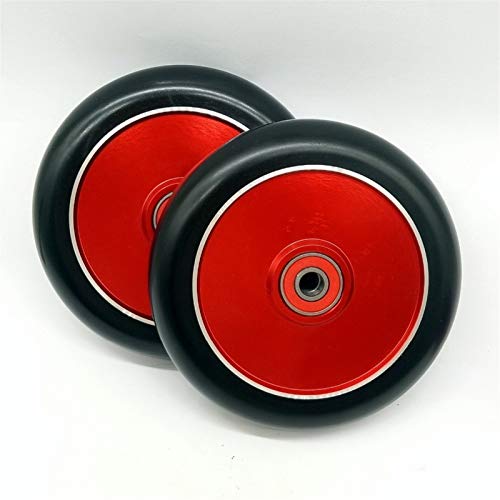 BANGHA Ruedas De Scooter 2 unids 110 mm de Alta Elasticidad Truco Scooter PU Ruedas aleación de Aluminio núcleo con rodamientos patinetas Ruedas Ruedas De Scooter Freestyle (Color : 110mm Red)