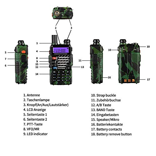 Baofeng uv 5rplus dual band vhf/uhf 2 m/70 cm de jamón walkie talkie.