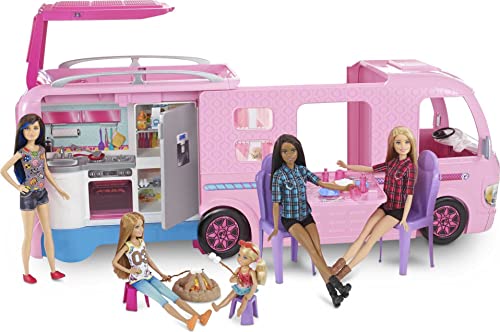 Barbie Autocaravana - Convertible - Con Piscina y Ruedas Giratorias - Muñecas no Incluidas - Espacio de Juego: 60 cm - Regalo para Niños de 3+ Años