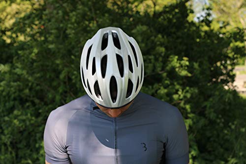 Bbb Cycling BBB Casco Condor | Hombres y Mujeres | Visera extraíble e Insectnet | MTB y Ciclismo de Carretera | BHE-35 Plata M (54-58 cm), Blanco/Plateado