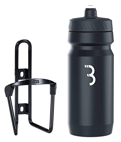 Bbb Cycling Botella de Agua Unisex de 550 ml y combinación de Jaula para Bicicletas de Ajuste Universal Negro Mate y Blanco Combo FuelTank Comptank BBC-03C, 550 ml (3105090351)