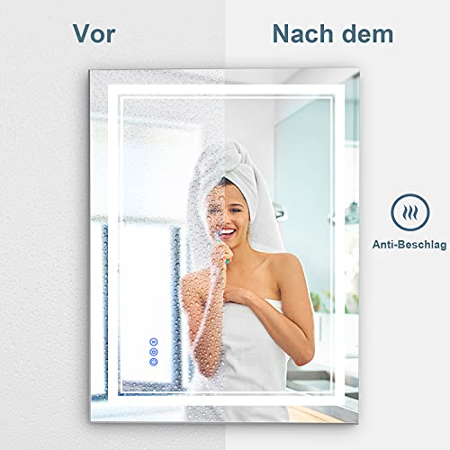 BBE 900 x 700 mm LED Espejo de baño con luz Regulable antivaho Montaje en Pared (Horizontal/Vertical) (36 x 28 Pulgadas)