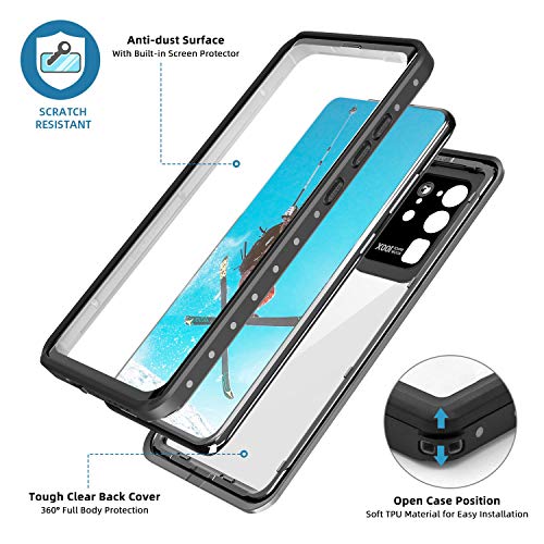 Beeasy Funda para Samsung Galaxy S20 Ultra,Impermeable con Protector de Pantalla Incorporada 360 Grados IP68 Carcasa Antigolpes Rígida Resistente al Impacto Militar Fuerte Seguridad Case Cover,Negro