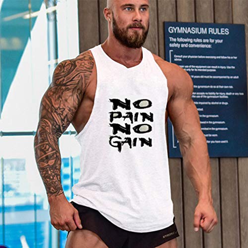 Befox Camiseta Deportiva De Tirantes para Hombre con Texto NO Pain NO Gain