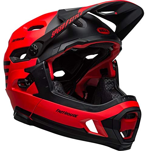 BELL Super Dh MIPS Casco de Bicicleta de montaña, Unisex Adulto, Rojo Mate y Negro Brillante, M | 55-59cm