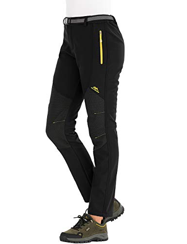 BenBoy Pantalones de Nieve Montaña Mujer Impermeables Invierno Calentar Pantalones Trekking Escalada Senderismo Esquiar Softshell,KZ16607W-Black2-M