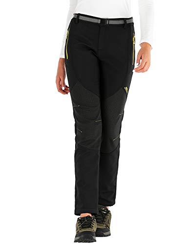 BenBoy Pantalones de Nieve Montaña Mujer Impermeables Invierno Calentar Pantalones Trekking Escalada Senderismo Esquiar Softshell,KZ16607W-Black2-M