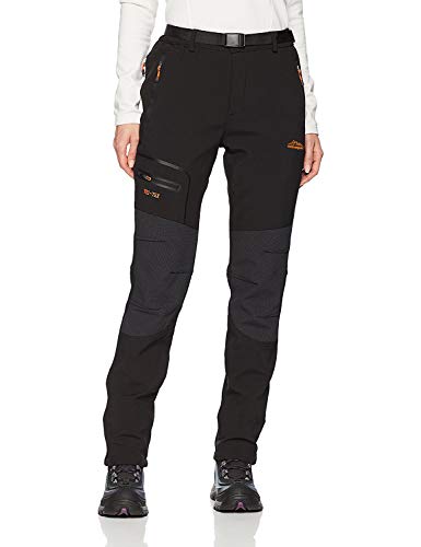 BenBoy Pantalones de Nieve Montaña Mujer Impermeables Invierno Calentar Pantalones Trekking Escalada Senderismo Esquiar Softshell,KZ1672W-Black-XS