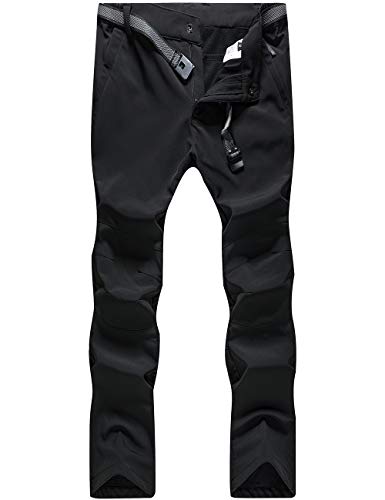 BenBoy Pantalones de Nieve Montaña Mujer Impermeables Invierno Calentar Pantalones Trekking Escalada Senderismo Esquiar Softshell,KZ3329W-Black3-S