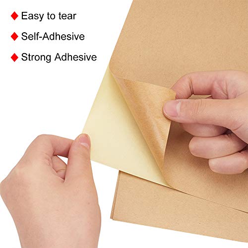 BENECREAT 50 Hojas Etiqueta Adhesiva Craft en Blanco Pegatina Adhesiva Papel de A4 de Papel Apto para Impresión Láser Se Puede Cortar para Manualidad Marca Marrón 21x29.5cm