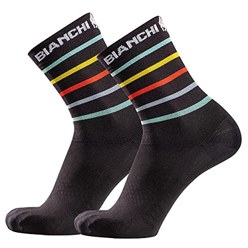 Bianchi Milano Calcetines de ciclismo unisex Oreto, Unisex, Calcetines de ciclismo, 03022307300C002.27-XXL, Rayas negras., XX-Large