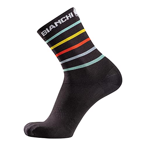 Bianchi Milano Calcetines de ciclismo unisex Oreto, Unisex, Calcetines de ciclismo, 03022307300C002.27-XXL, Rayas negras., XX-Large