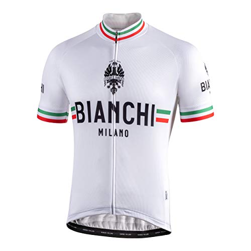 Bianchi Milano Isalle Camiseta de Manga Corta, Blanco, Small para Hombre