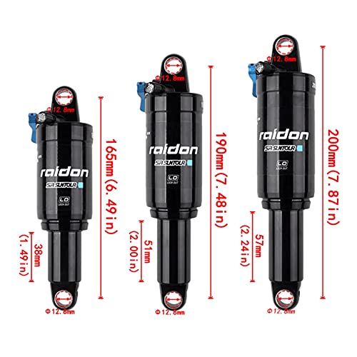 Bici Air Shock Trasero 165/190 / 200mm Bicicleta Hidráulica Spring Amortiguador Amortiguador Eléctrico Vehículo Snowmobile Piezas de Ciclismo (Color : 165x38mm)