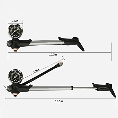 Bicicleta Bicicleta Bomba de Choque de Alta presión 300 PSI MAX Fork/SUSPENSIÓN DE Aire Trasera con GALIO Grande - Ideal para la Bicicleta de montaña MTB,Plata