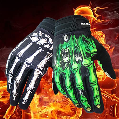 Bicicleta de montaña guantes de montar guantes de motocicleta guantes de motocicleta guantes de pantalla táctil de dedo completo hombres y mujeres moda deportiva guantes de esqueleto (New Bianco, XL)