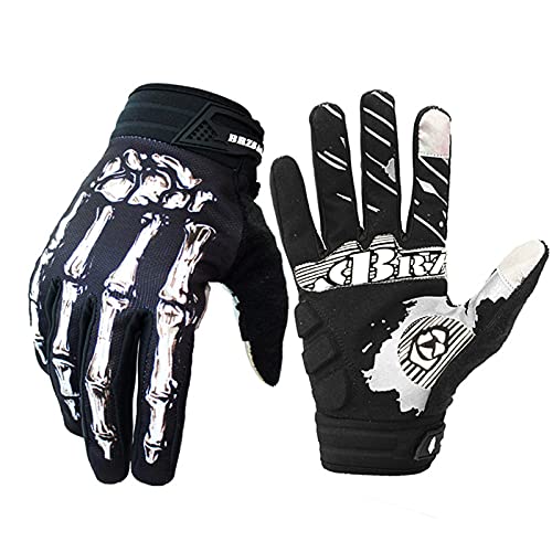 Bicicleta de montaña guantes de montar guantes de motocicleta guantes de motocicleta guantes de pantalla táctil de dedo completo hombres y mujeres moda deportiva guantes de esqueleto (New Bianco, XL)