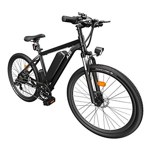 Bicicleta Eléctrica ADO A26 Ebike, Bicicleta de Montaña de 26"con Batería Extraíble de 36 V / 12,5 Ah/Caja de Cambios de 7 Velocidades/Velocidad Máxima 25 km/h (Negro, 26 * 1,95 Pulgadas)