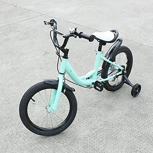 Bicicleta infantil de 16 pulgadas, para niños y niñas, con ruedas de apoyo, para niños de 4 a 7 años, color verde