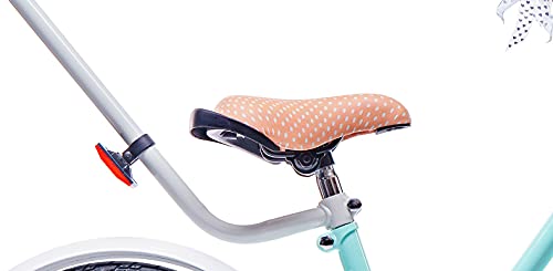 Bicicleta para niña de 12/14/16 pulgadas, campana, ruedas adicionales, barra de empuje Heart Bike (Mint, 16 pulgadas)