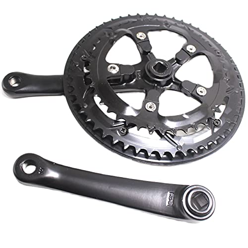 Bielas Mtb 6/7/8/9 Velocidad 52 / 42T 170 mm Road Bike Croquéfonos BCD110MM Aleación de aluminio Accesorios de bicicleta de aleación cuadrada Conjunto de manivela. Bielas Bicicleta ( Color : Black )