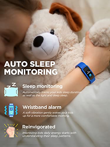 BIGGERFIVE Vigor Pulsera Actividad Inteligente Reloj Inteligente para Niños Niñas 5-15 Años, Impermeable IP68 Deportivo Smartwatch con Podómetro Pulsómetros Monitor de Sueño Contador de Caloría