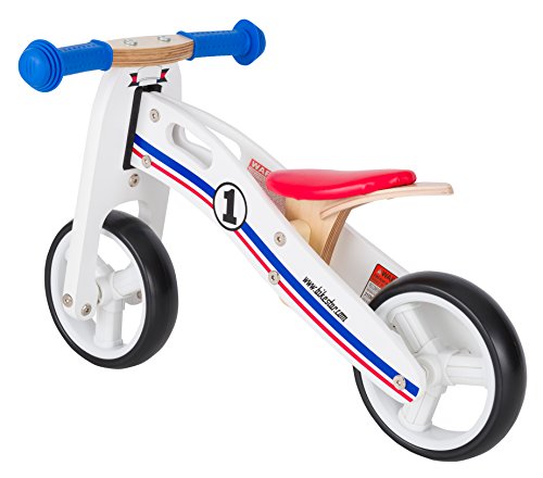 BIKESTAR 2 in 1 Bicicleta sin Pedales Madera para niños y niñas Bici Ajustable 7 Pulgadas | Bicicleta y Triciclo Mini a Partir de 1-1,5 años | 7" Edición Sport Blanco