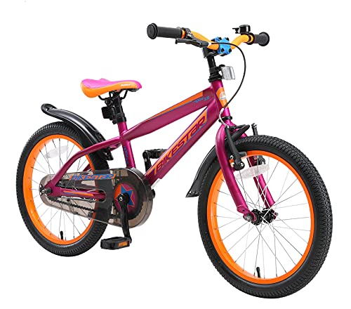 BIKESTAR Bicicleta Infantil para niños y niñas a Partir de 5 años | Bici de montaña 18 Pulgadas con Frenos | 18" Edición Mountainbike Berry Naranja