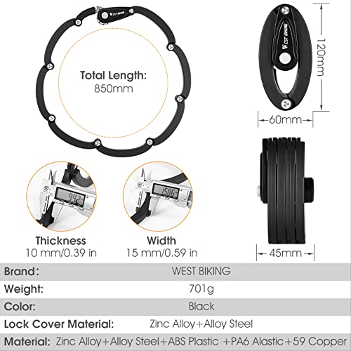 Bloqueo de bicicleta plegable MTB Road Bike Chain Lock Seguridad Antirrobo Ciclismo Accesorios Scooter Eléctrico E-Bike Lock A Password Lock 85cm