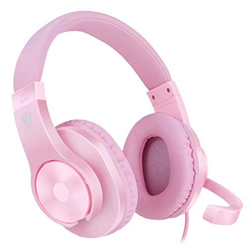 BlueFire Cascos Gaming para PC, Auriculares PS4 Ruido Reducción de Diademas Cerrados Profesional con Micrófono Limpio Sonido 3.5mm (Rosa)