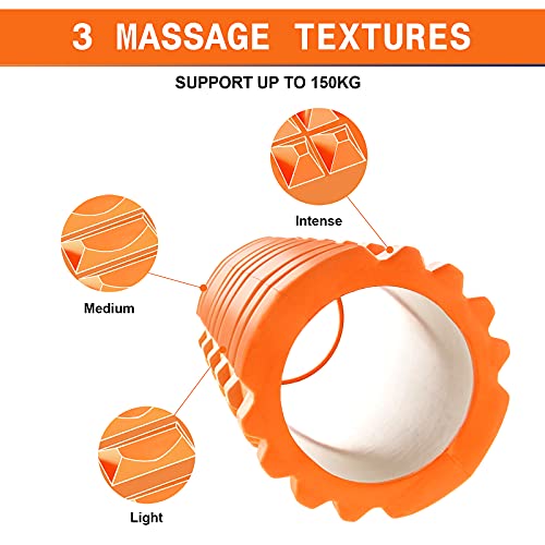 BNEHHOV Rodillo Muscular 6 en 1 Foam Roller Kit Rodillo de Espuma Rulo Masaje Bolas con Pinchos Cinturón Auxiliar para Relajación Profunda de Piernas y Partes Cuerpo Adoloridas