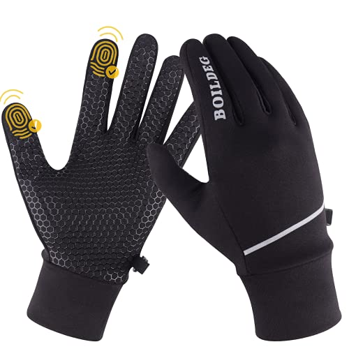 Boildeg Guantes de Invierno Cálidos, Guantes de Invierno con Pantalla Táctil para Hombre y Mujere, Guantes de Ciclismo Impermeables Antideslizantes a Prueba de Viento, Guantes de Ciclismo MTB Cálidos