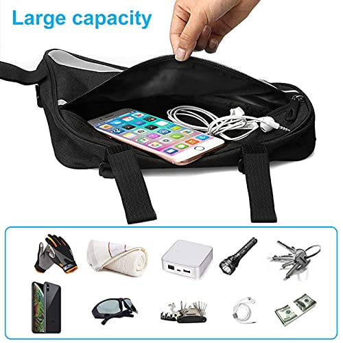 Bolsa para cuadro de bicicleta con forma de triángulo, impermeable, reflectante, bolsa para tubo de bicicleta para dinero en efectivo, herramienta de reparación (1,5 L)