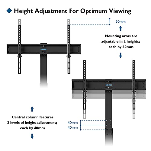 BONTEC Soporte TV Pie Soporte Suelo para Televisores Curvos Planos de Plasma OLED LCD LED de 30-70 Pulgadas, Soporte de TV Alto Ajustable en Altura con Soportes de hasta 40 kg, VESA Máximo 600x400 mm