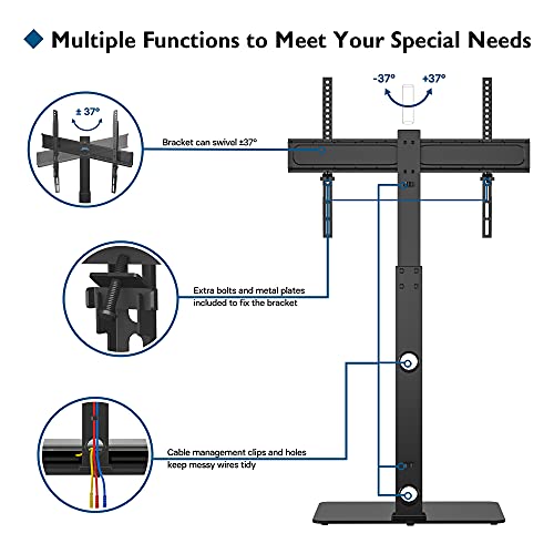 BONTEC Soporte TV Pie Soporte Suelo para Televisores Curvos Planos de Plasma OLED LCD LED de 30-70 Pulgadas, Soporte de TV Alto Ajustable en Altura con Soportes de hasta 40 kg, VESA Máximo 600x400 mm