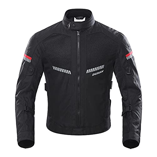 BORLENI Chaqueta de Motocicleta de Moto para Hombre, Respirable, Armadura Protección, reflexión de Alto Brillo, para Verano Primavera otoño L