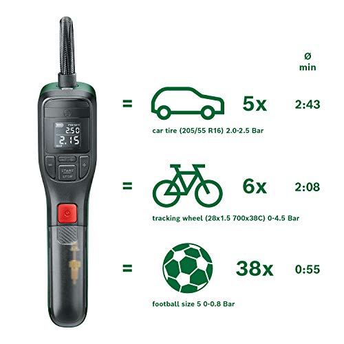 Bosch compresor de aire a batería EasyPump (batería de 3,0 Ah, 3,6 voltios, función de parada automática, 150 psi, 10,3 bar, LED, recargable mediante cable USB-C, en caja)