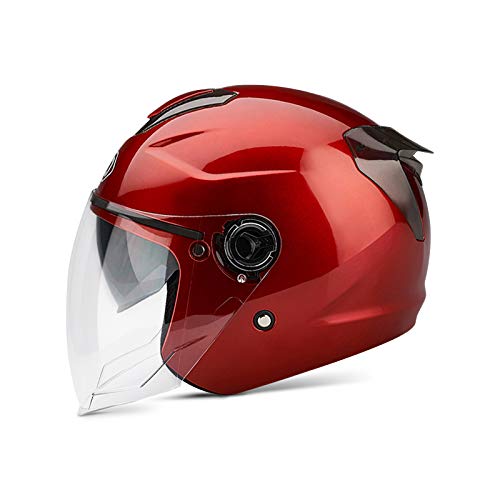 BOSEMAN Casco de Motocicleta con Visera, Adecuado para ciclomotores, Scooters, cruceros, Pase la Prueba de colisión para Cumplir con la Seguridad Vial（Rojo）