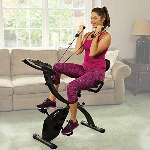 BOTOPRO - Slim Cycle, Bicicleta estática 2 en 1 para Uso en casa con Bandas de Resistencia y Monitor de corazón, Ideal para Uso doméstico - Anunciado en TV