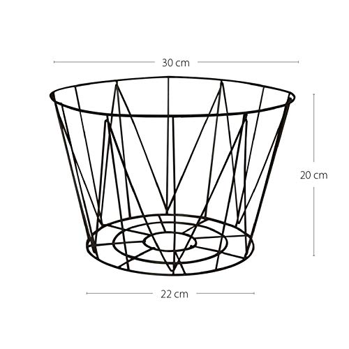 Box and Beyond Cesta con cable de metal calado, color negro, base de 22 x 22 x 20 cm, 30 x 30 x 20 cm