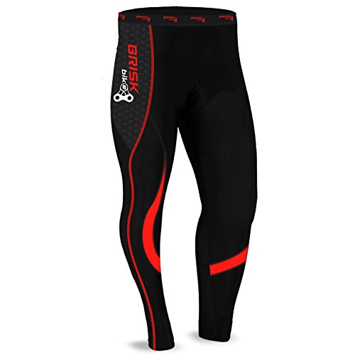 Brisk Bike Mallas térmicas de ciclismo Leggings largos de ciclismo Mallas de ciclismo acolchadas para ciclista profesional Pantalones Ropa de bicicleta de montaña (Black/Red, L)