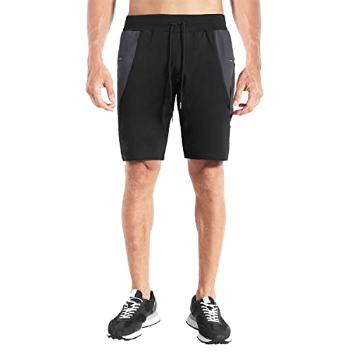 BROKIG Shorts Deportivos para Hombres, Pantalones Cortos Deportivos de Entrenamiento para Correr con Bolsillos con Cremallera