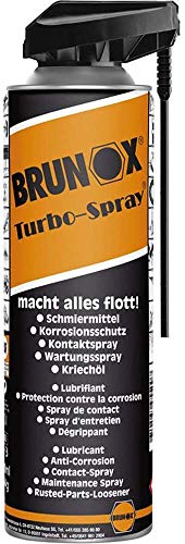 BRUNOX Turbo Spray lubricante 500 ml, protección contra la corrosión, spray de contacto, aceite penetrante, spray de mantenimiento, 6 unidades